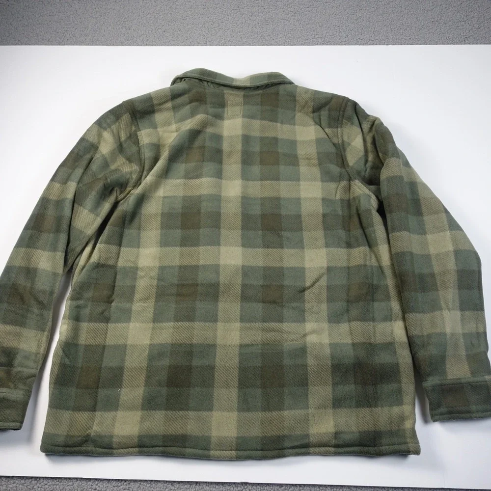 Voyager Plaid Sherpa Lined Fleece Shirt Jacket Men 3XL Green Zipper Front